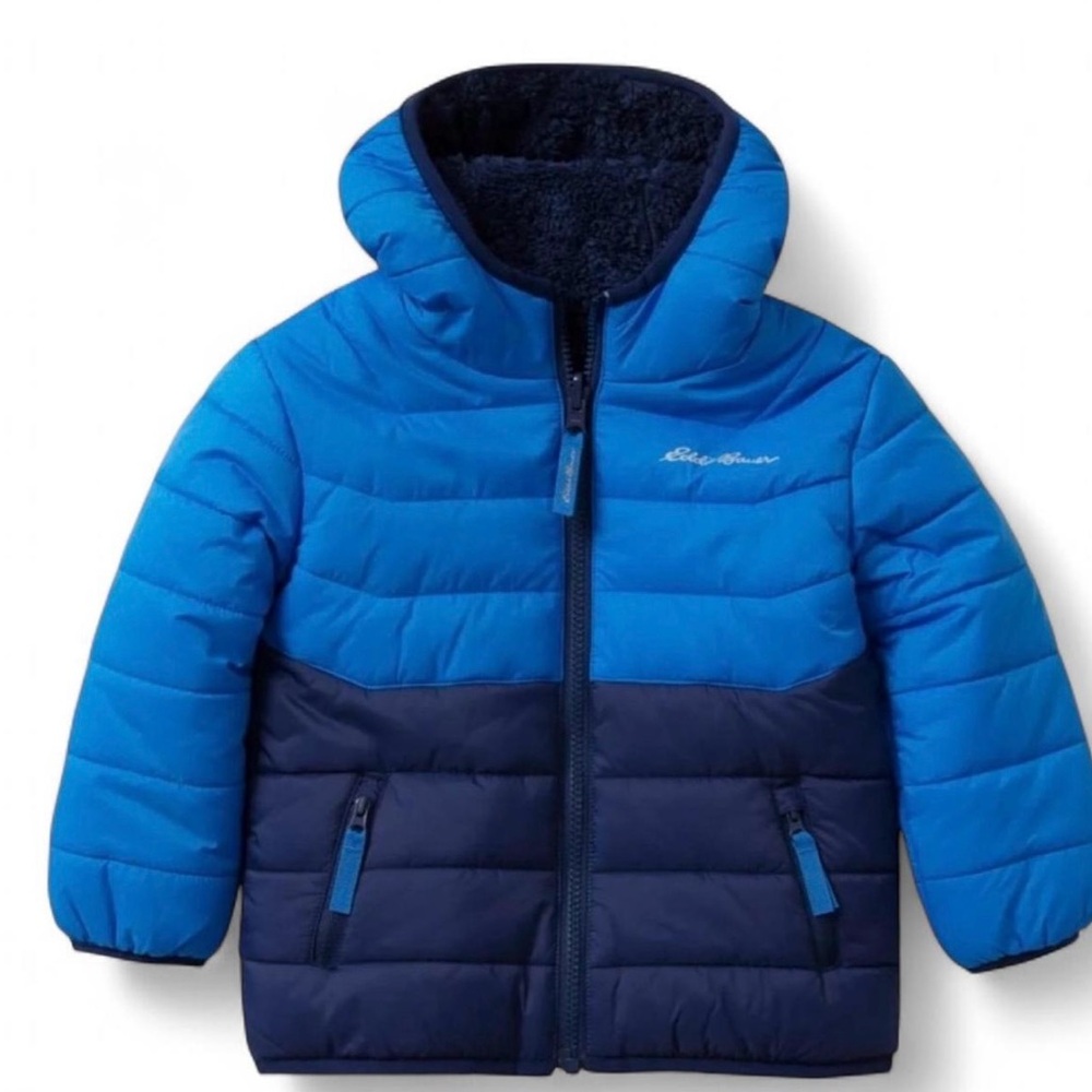 Eddie Bauer Boys' Deer Harbor Reversible Hooded Jacket, blue, size medium